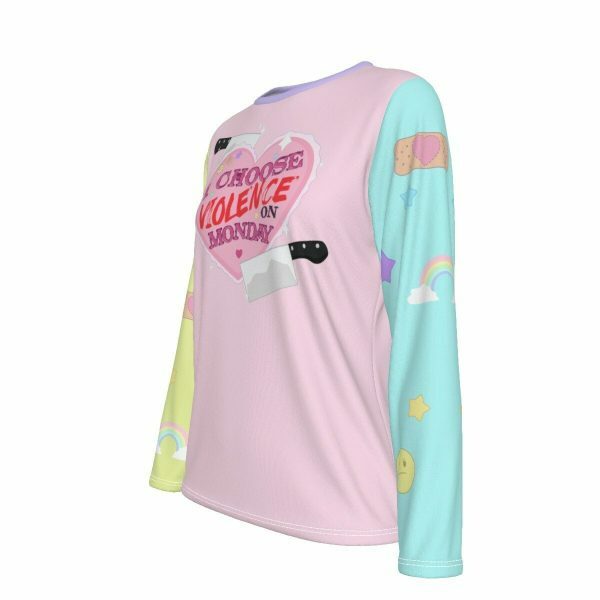 Y2K Aesthetic Pastel Goth Long Sleeve Shirt - Pastel Rainbow Streetwear