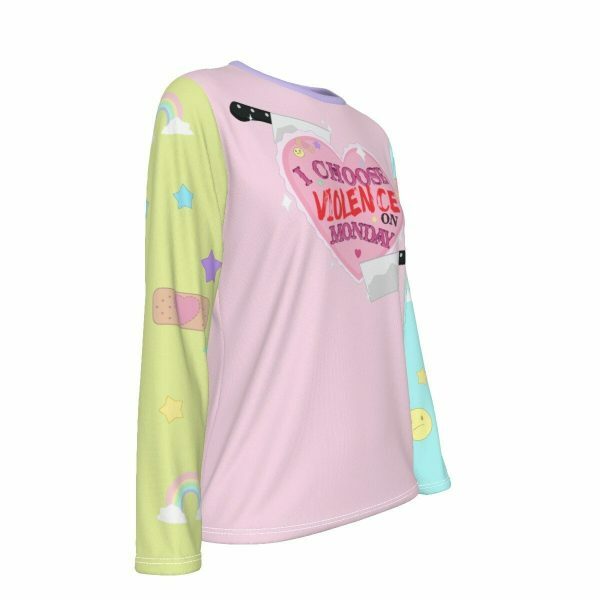 Y2K Aesthetic Pastel Goth Long Sleeve Shirt - Pastel Rainbow Streetwear