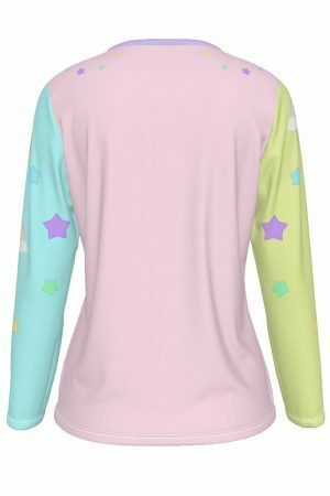 Y2K Aesthetic Pastel Goth Long Sleeve Shirt - Pastel Rainbow Streetwear