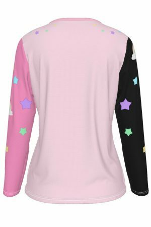 Y2K Aesthetic Pastel Goth Long Sleeve Shirt - Pink and Black