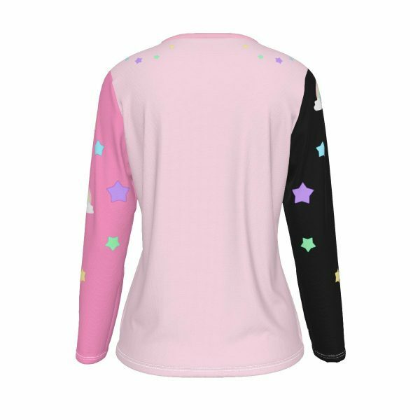 Y2K Aesthetic Pastel Goth Long Sleeve Shirt - Pink and Black