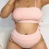 Y2K Aesthetic Plus Size Pink Bikini Top with Removable Padding