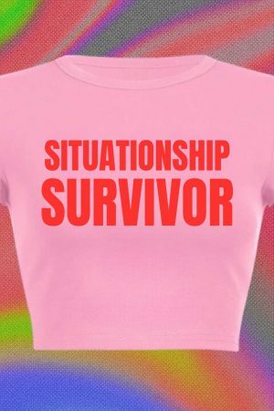 Y2K Aesthetic Situationship Survivor Baby Tee, Funny Slogan Crop Top