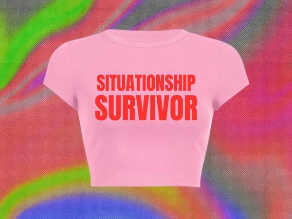 Y2K Aesthetic Situationship Survivor Baby Tee, Funny Slogan Crop Top