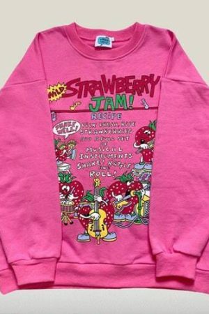 Y2K Aesthetic Strawberry Jam Pullover Sweatshirt