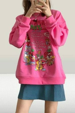 Y2K Aesthetic Strawberry Jam Pullover Sweatshirt