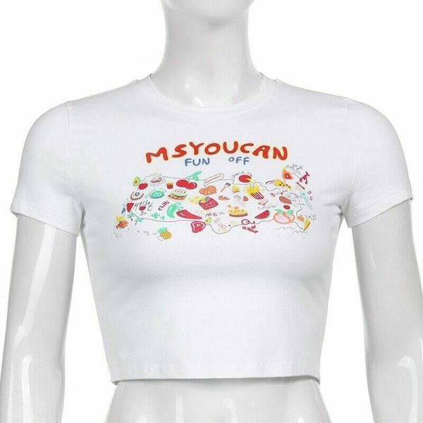 Y2K Aesthetic Sweet Girl Letter Print Crop Top - Vintage Streetwear