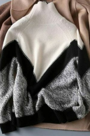 Y2K Aesthetic Turtleneck Sweater for Women - Cozy Winter Streetwear