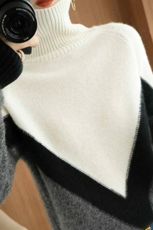 Y2K Aesthetic Turtleneck Sweater for Women - Cozy Winter Streetwear