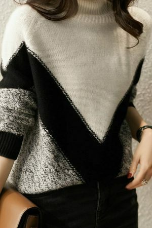 Y2K Aesthetic Turtleneck Sweater for Women - Cozy Winter Streetwear