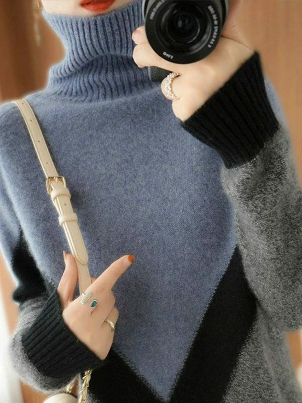 Y2K Aesthetic Turtleneck Sweater for Women - Cozy Winter Streetwear