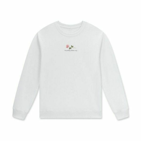 Y2K Aesthetic White Crew Neck Sweatshirt