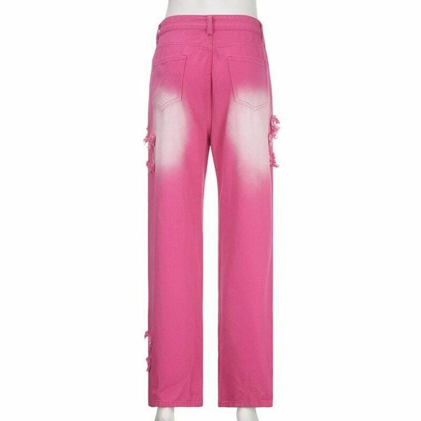 Y2K Aesthetic Wide Leg Denim Pants for Women