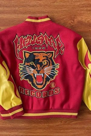 Y2K American Lion Embroidered Streetwear Bomber Jacket