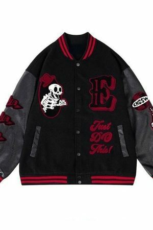 Y2K American Skull Patchwork Streetwear Jacket