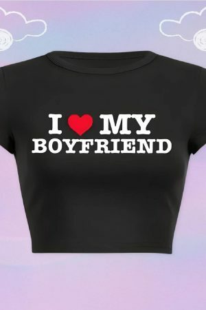 Y2K Angel Baby Boyfriend Crop Top - Funny Heart Custom Shirt Gift