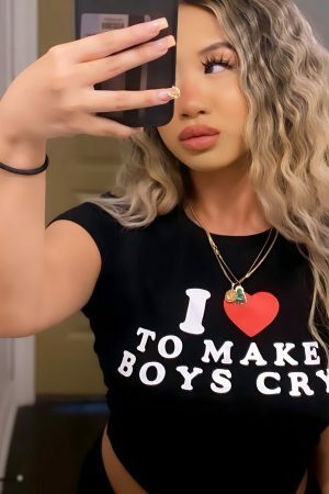 Y2K Angel Baby Boys Cry Crop Top - Funny Slogan Tee