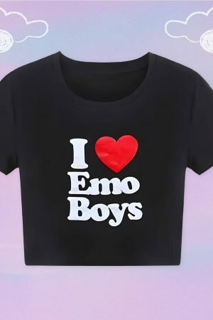 Y2K Angel Baby Emo Boys Crop Top - Punk Aesthetic Tee