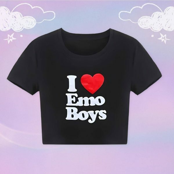 Y2K Angel Baby Emo Boys Crop Top - Punk Aesthetic Tee