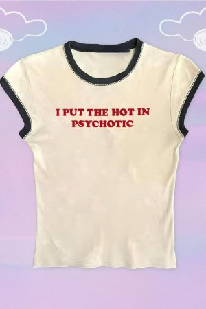 Y2K Angel Baby Hot Psychotic Crop Top Tee - Slogan Funny Baddie Streetwear