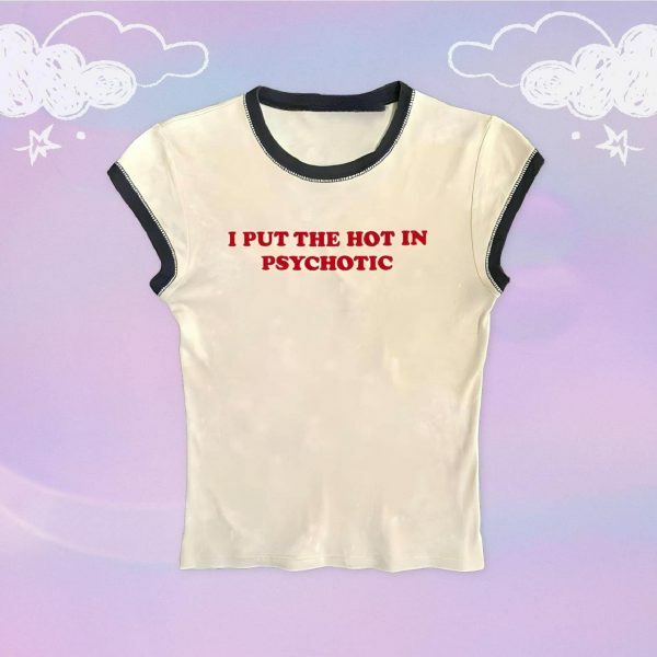 Y2K Angel Baby Hot Psychotic Crop Top Tee - Slogan Funny Baddie Streetwear