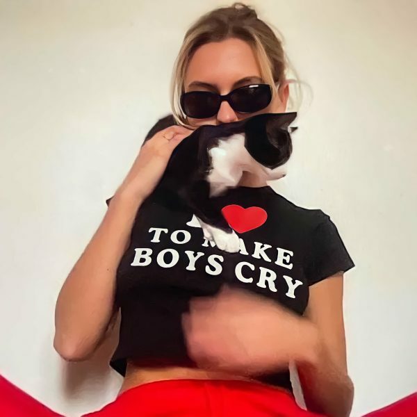 Y2K Angel Baby I Heart Boys Cry Crop Top - Funny Streetwear Tee