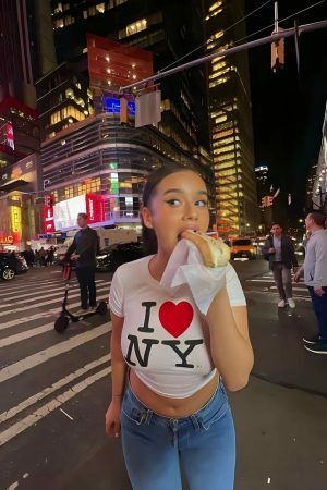 Y2K Angel Baby I Heart NY Crop Top - Custom Love Shirt 90s 2000s New York