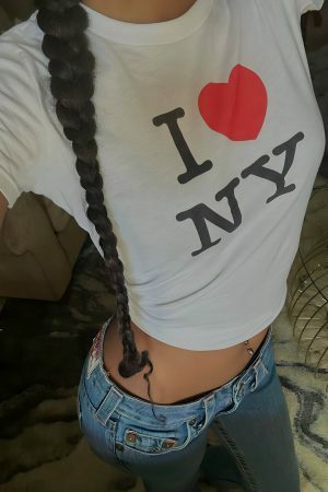 Y2K Angel Baby I Heart NY Crop Top - Custom Love Shirt 90s 2000s New York