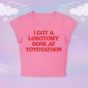 Y2K Angel Baby Lobotomy Toyotathon Crop Top - Funny Slogan Tee