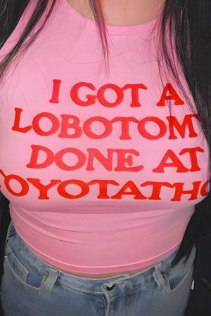 Y2K Angel Baby Lobotomy Toyotathon Crop Top - Funny Slogan Tee