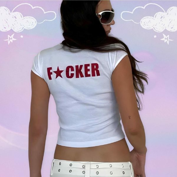 Y2K Angel Baby Mother F Crop Top - 90s 2000s Punk Aesthetic Streetwear