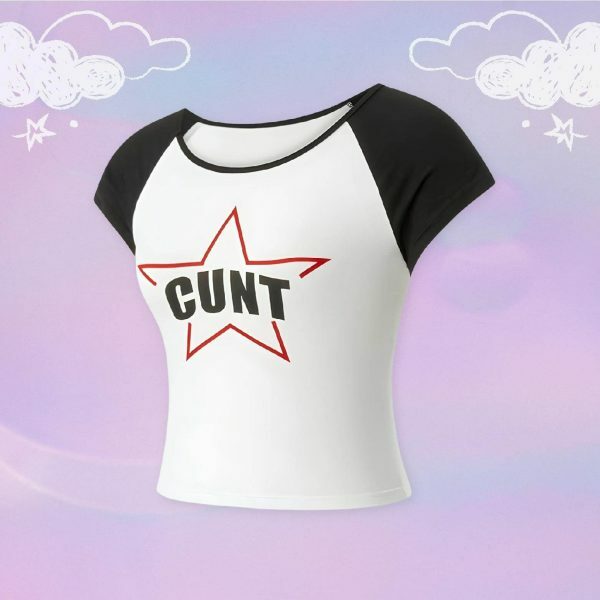 Y2K Angel Baby Star Crop Top - Slogan Tee, Funny 90s 2000s Shirt