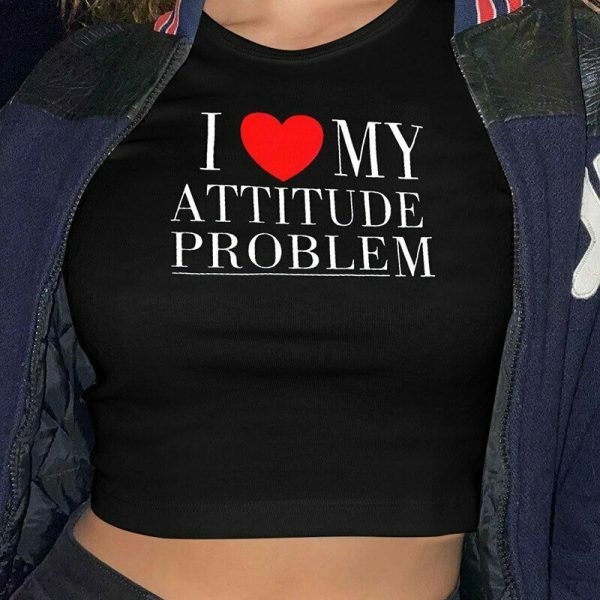 Y2K Attitude Problem Slogan Crop Tee - Women's Streetwear Top