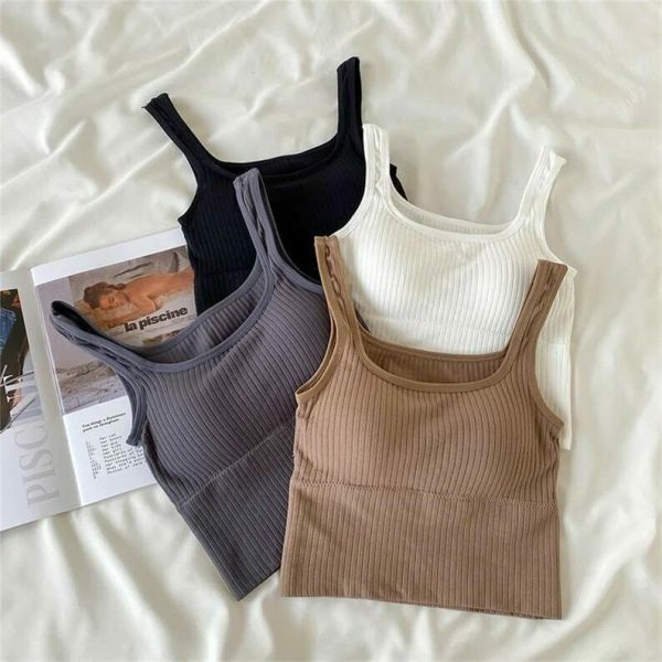 Y2K Backless Crop Top with Built-in Bra for Women