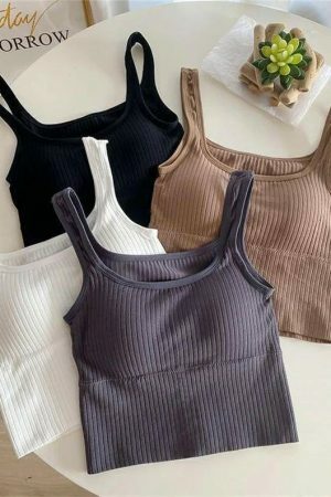 Y2K Backless Crop Top with Built-in Bra for Women