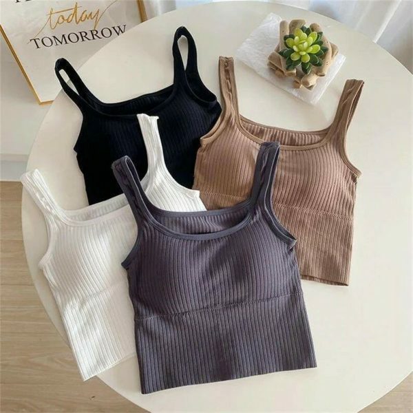 Y2K Backless Crop Top with Built-in Bra for Women