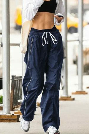 Y2K Baggy Cargo Pants Low Waist Wide Leg Trousers Vintage Streetwear Women