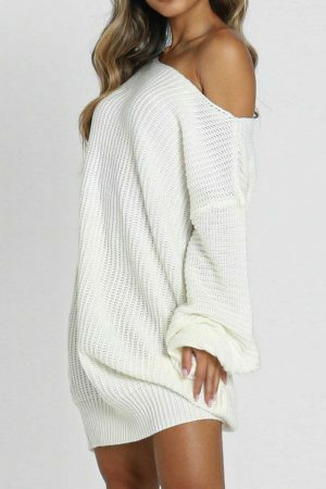 Y2K Balloon Sleeve Knit Mini Dress | Women's Streetwear Fashion