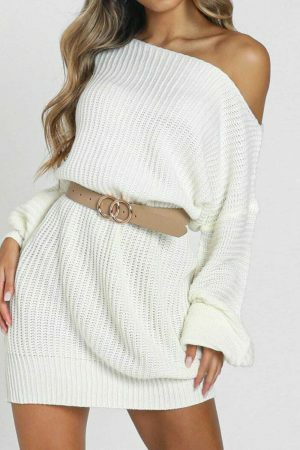 Y2K Balloon Sleeve Knit Mini Dress | Women's Streetwear Fashion