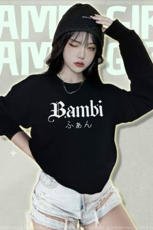 Y2K Bambi Sweatshirt - Streetwear Japanese Gothic Gamer Aesthetic