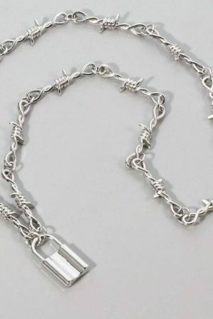 Y2K Barbed Wire Jewelry Set: Choker, Necklace, Bracelet