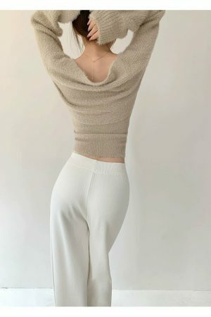 Y2K Beige Knit Crop Cardigan Set with Tube Top