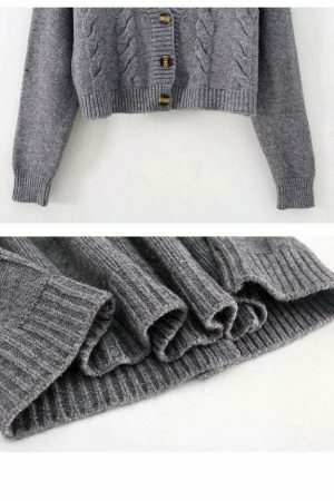 Y2K Beige Knitted Cardigan, Korean Streetwear Style