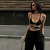 Y2K Black Bandage Spaghetti Strap Crop Top - Streetwear Aesthetic