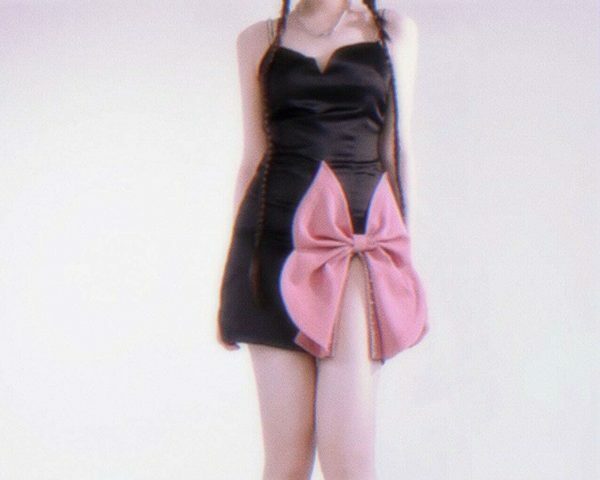 Y2K Black Bow Slit Streetwear Dress