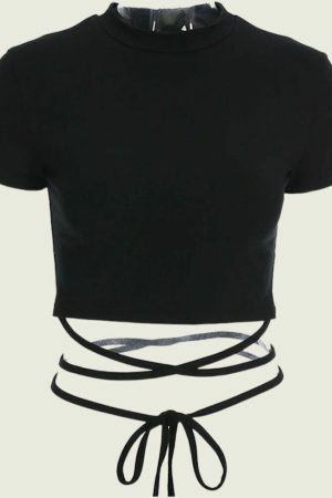 Y2K Black Crop Top for Streetwear Fashion