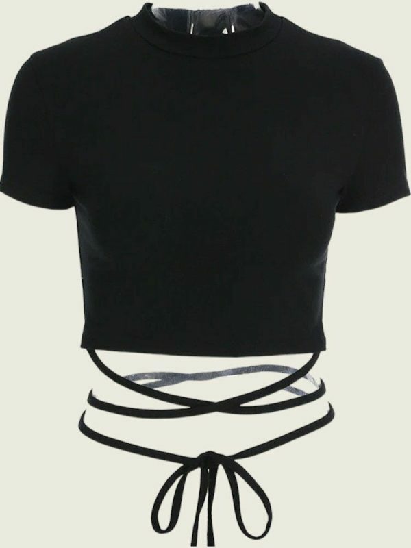 Y2K Black Crop Top for Streetwear Fashion