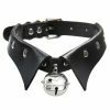 Y2K Black Leather Collar Bell Necklace - Streetwear Punk Aesthetic