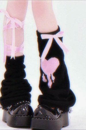 Y2K Black Pink Ribbon Leg Warmers