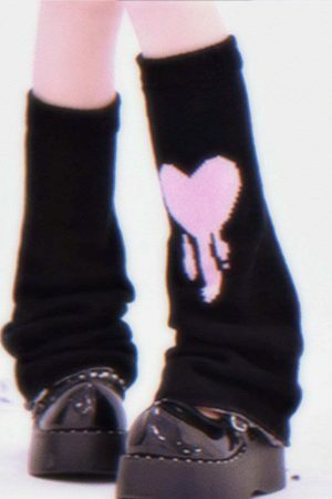 Y2K Black Pink Ribbon Leg Warmers